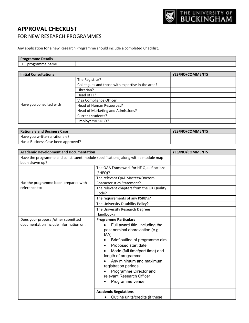 New Course and Programme Approval (Revised October 2002)