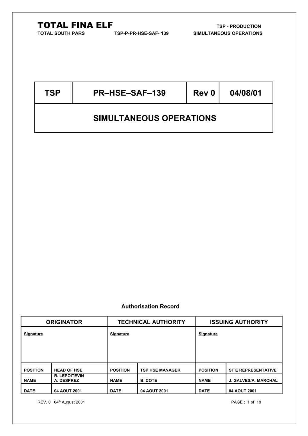 Total Fina Elftsp - Production