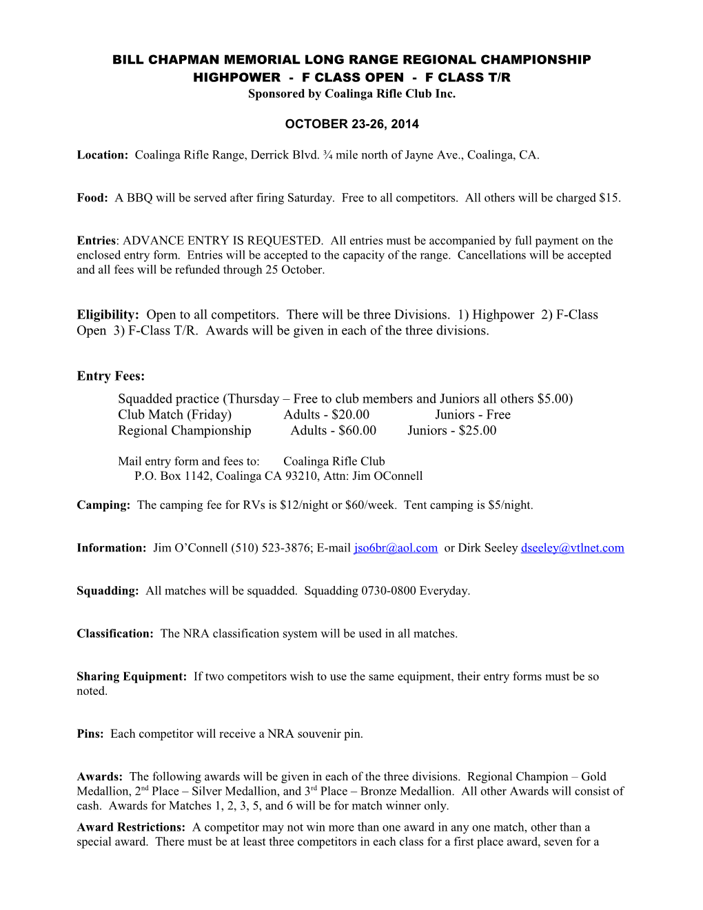 California State Fullbore Rifle Championship