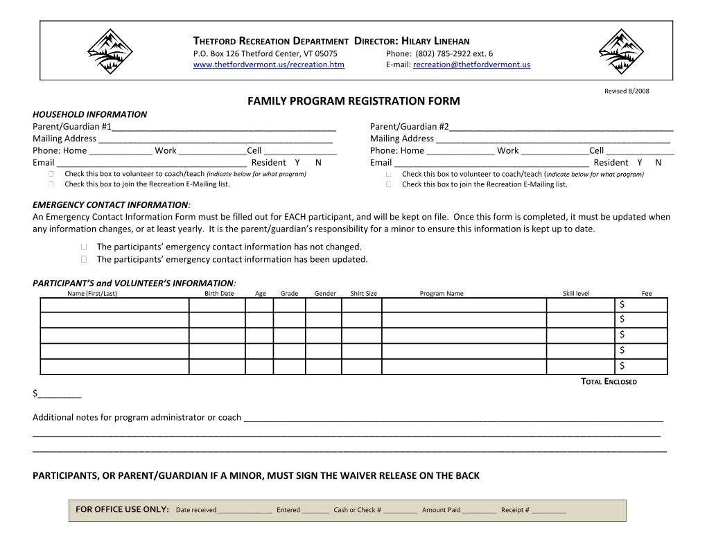 Hartland Recreation Department