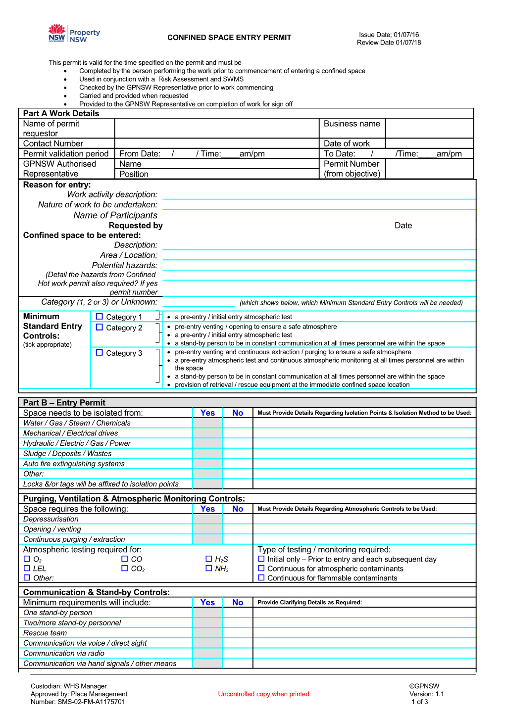 Risk Assessment & Entry Permit