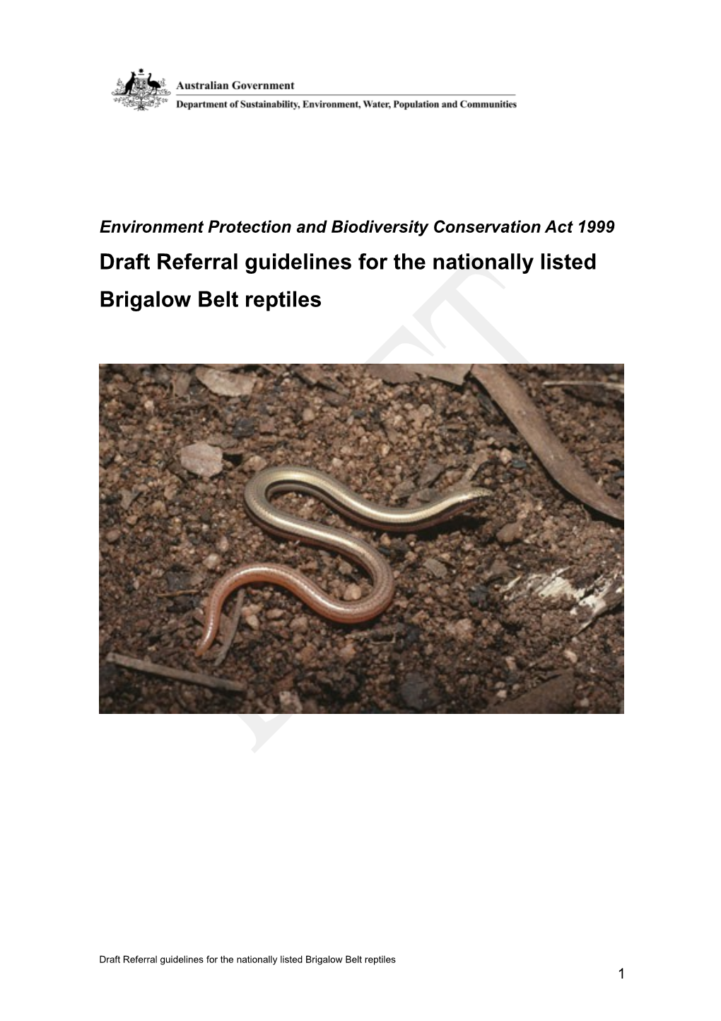 Draft Referral Guidelines for the Nationally Listed Brigalow Belt Reptiles
