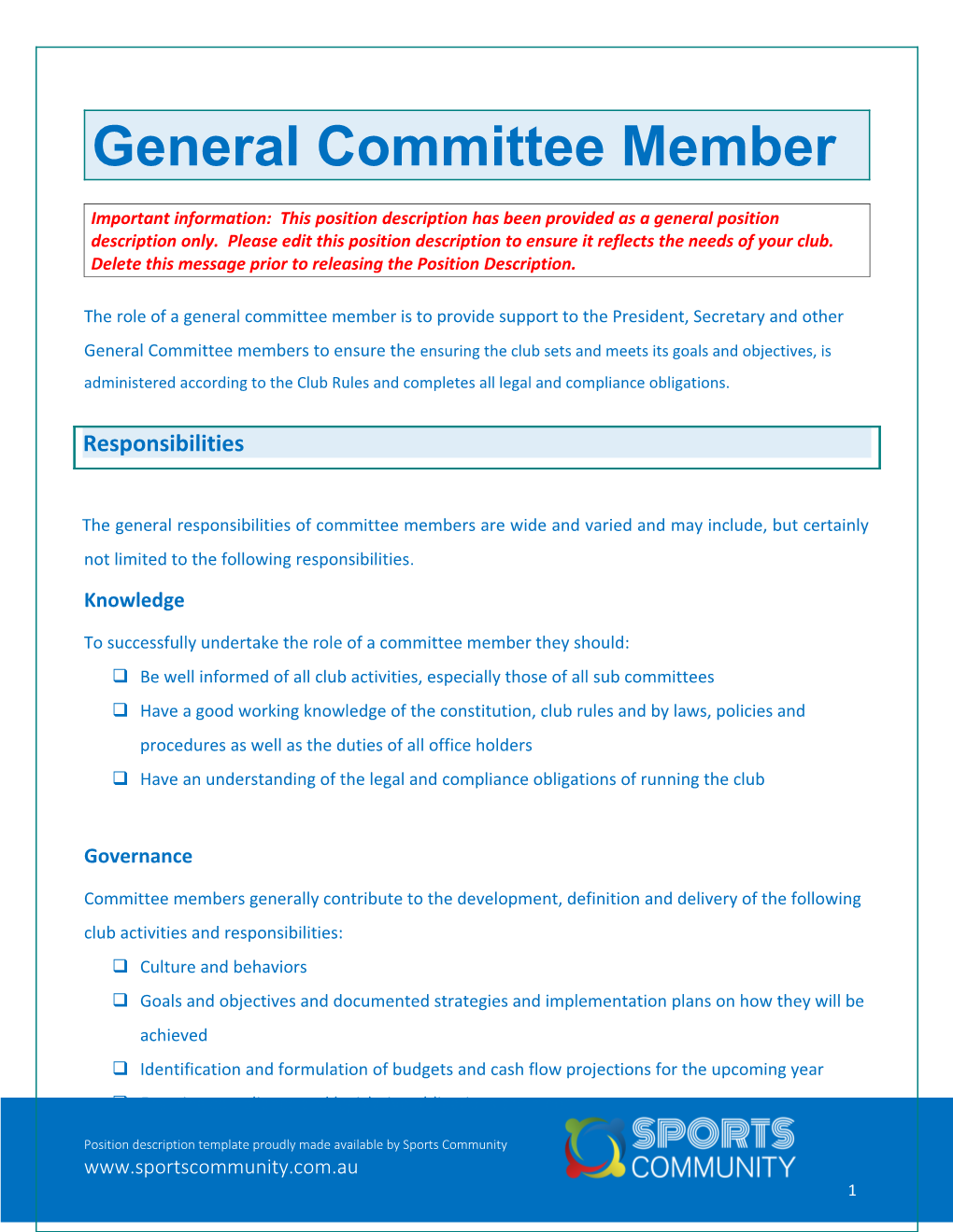 General Committee Member