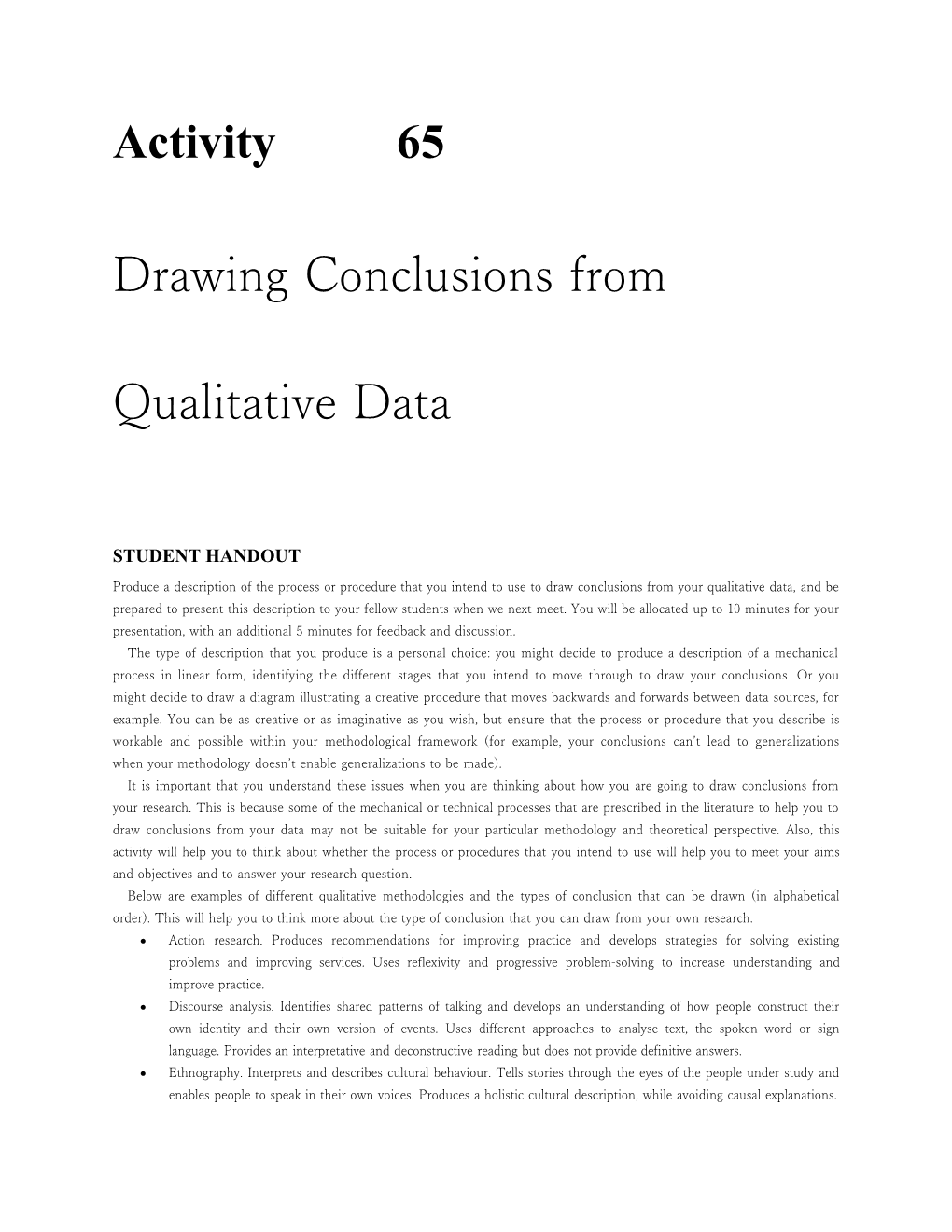 Drawing Conclusions from Qualitative Data