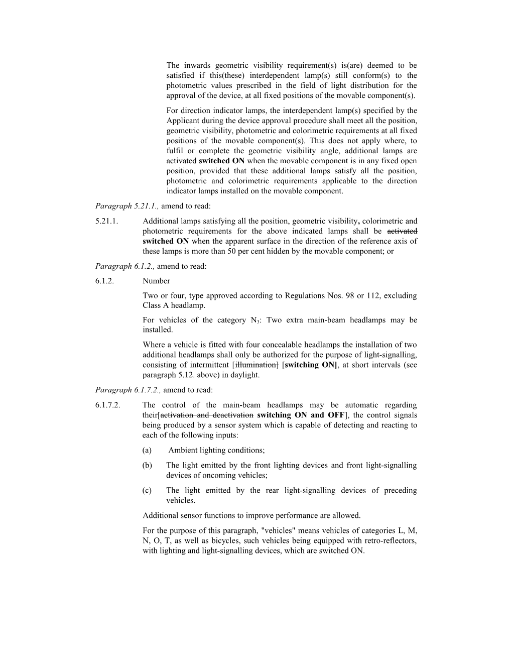 Proposal for Supplement 11 to the 06 Series of Amendments to Regulation No. 48 (Installation