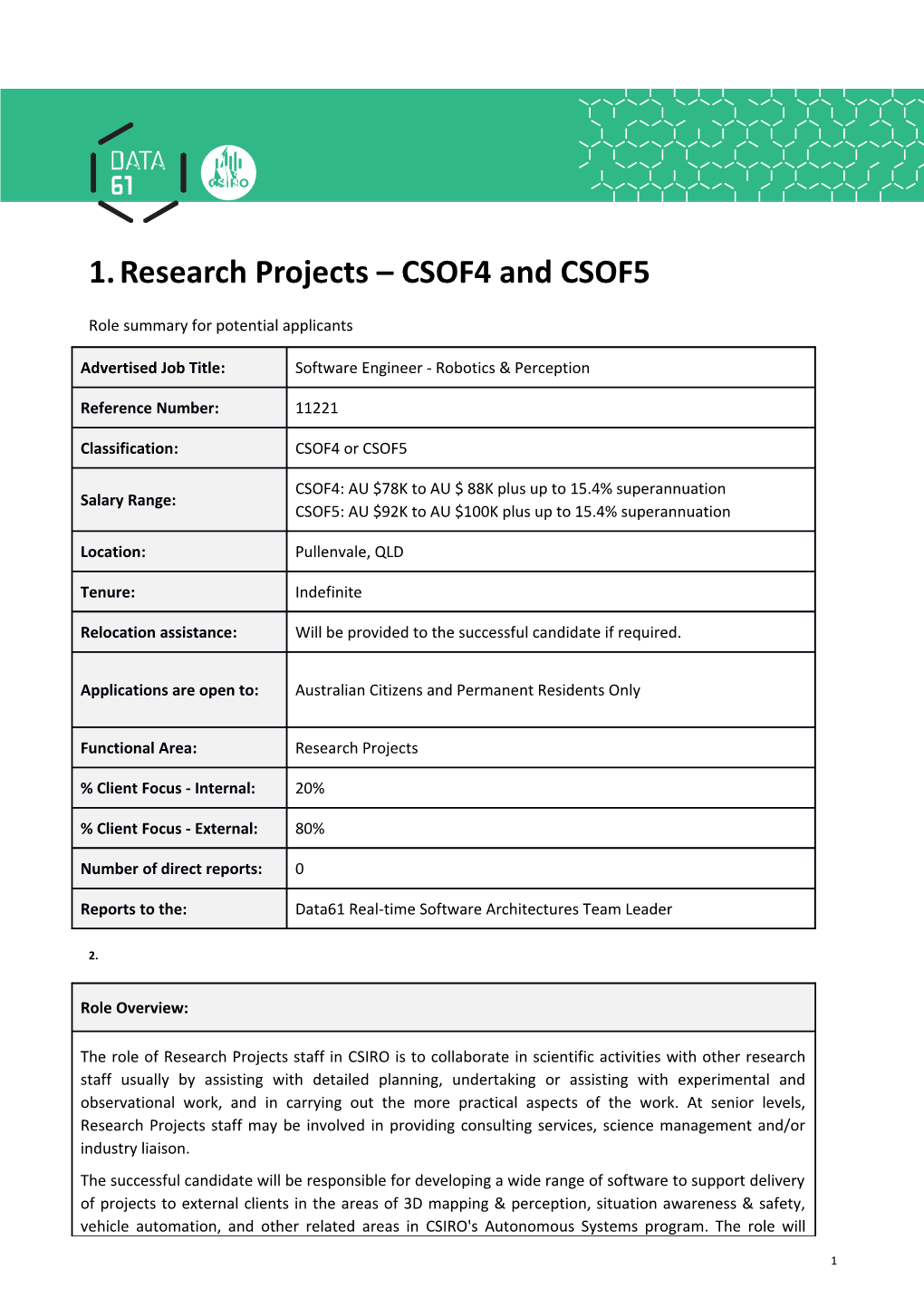 Research Projects CSOF4 and CSOF5