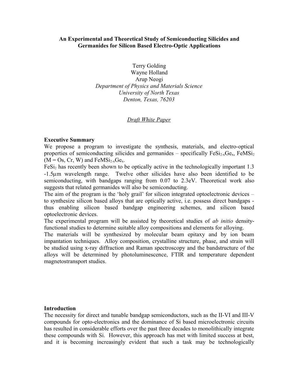 A Study of Semiconducting Silicides