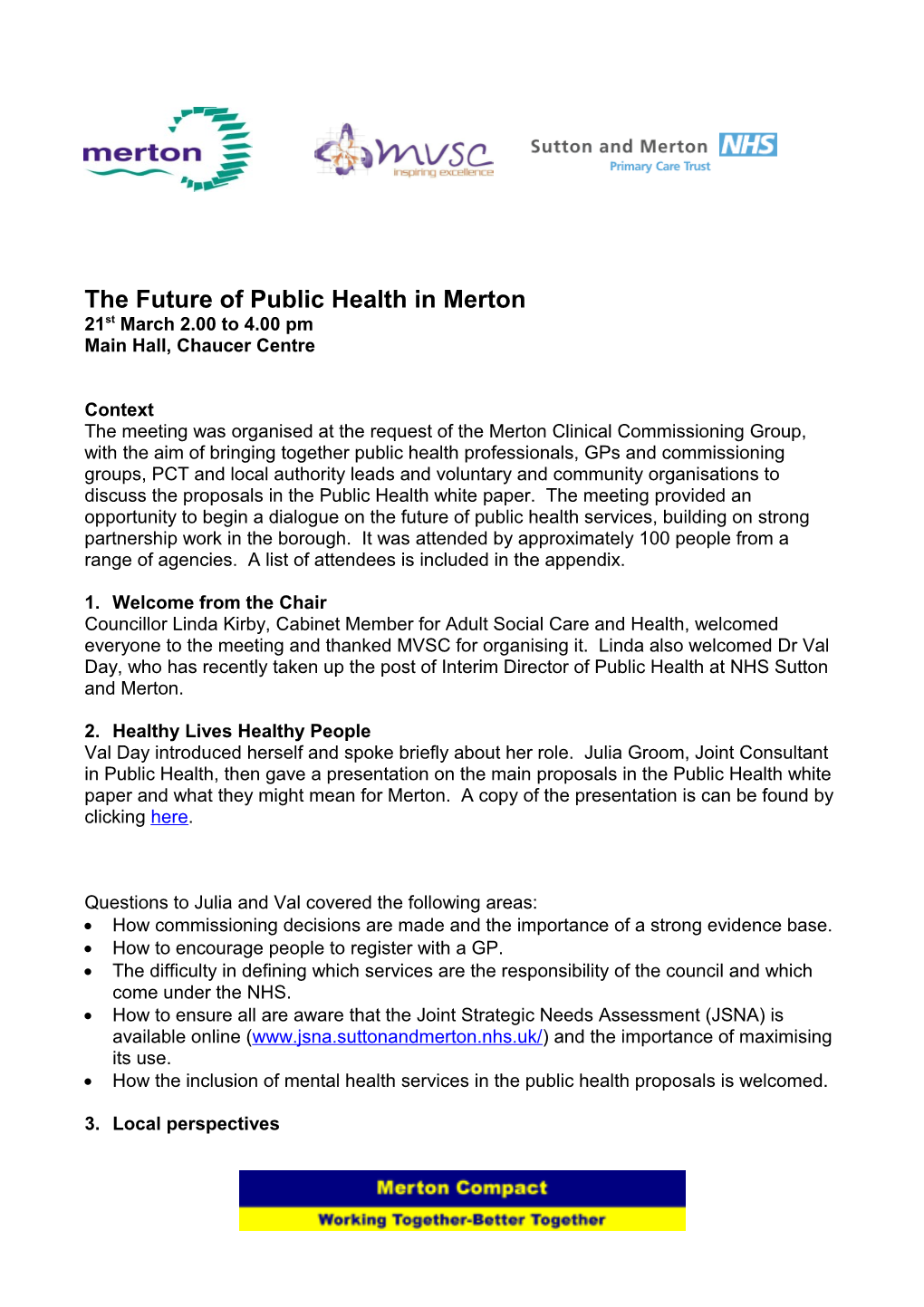 The Future of Public Health in Merton
