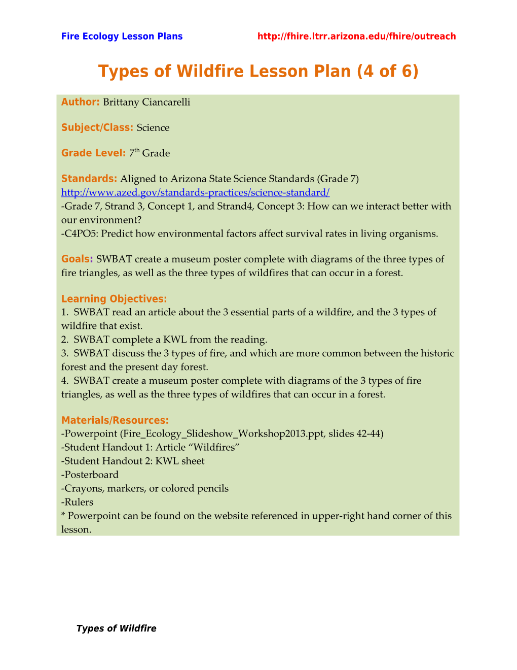 Types of Wildfire Lesson Plan (4 of 6)