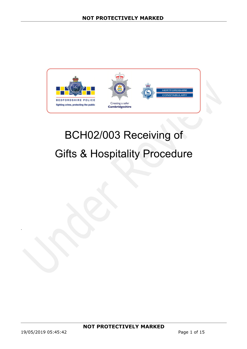 BCH02/003 Receiving of Gifts and Hospitality Procedure