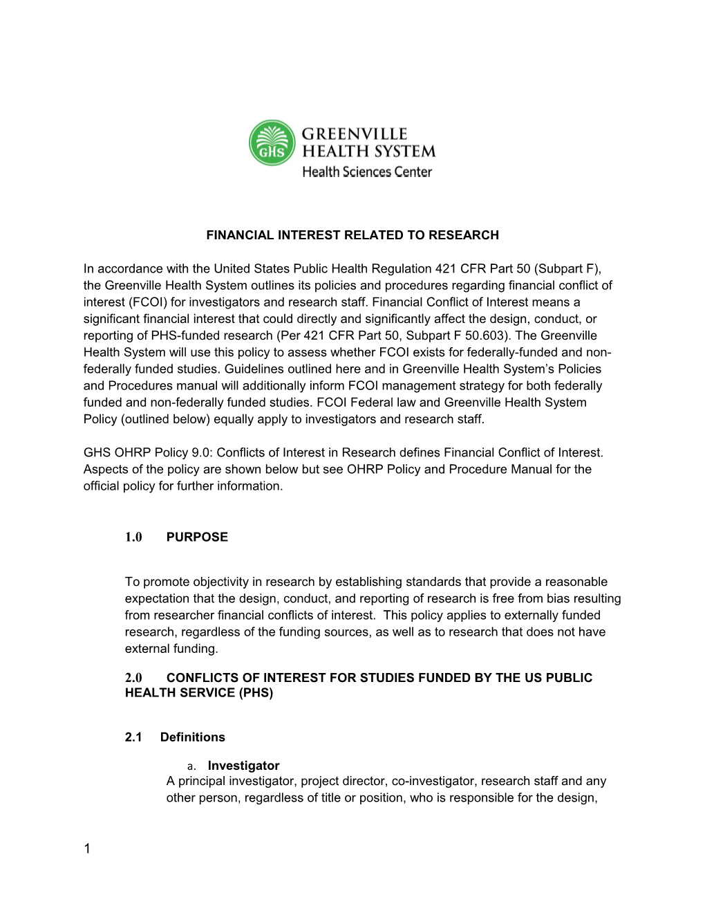 Financial Interest Related to Research