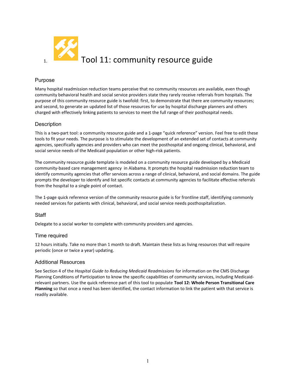 Tool 11: Community Resource Guide