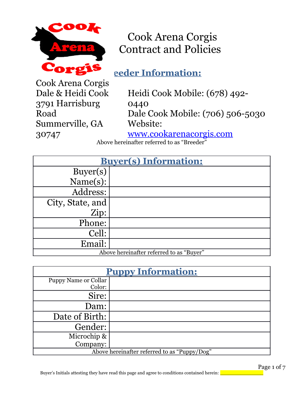 Terms of Contract and Registration Policies