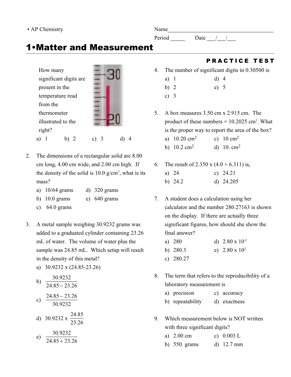 1 Matter and Measurement