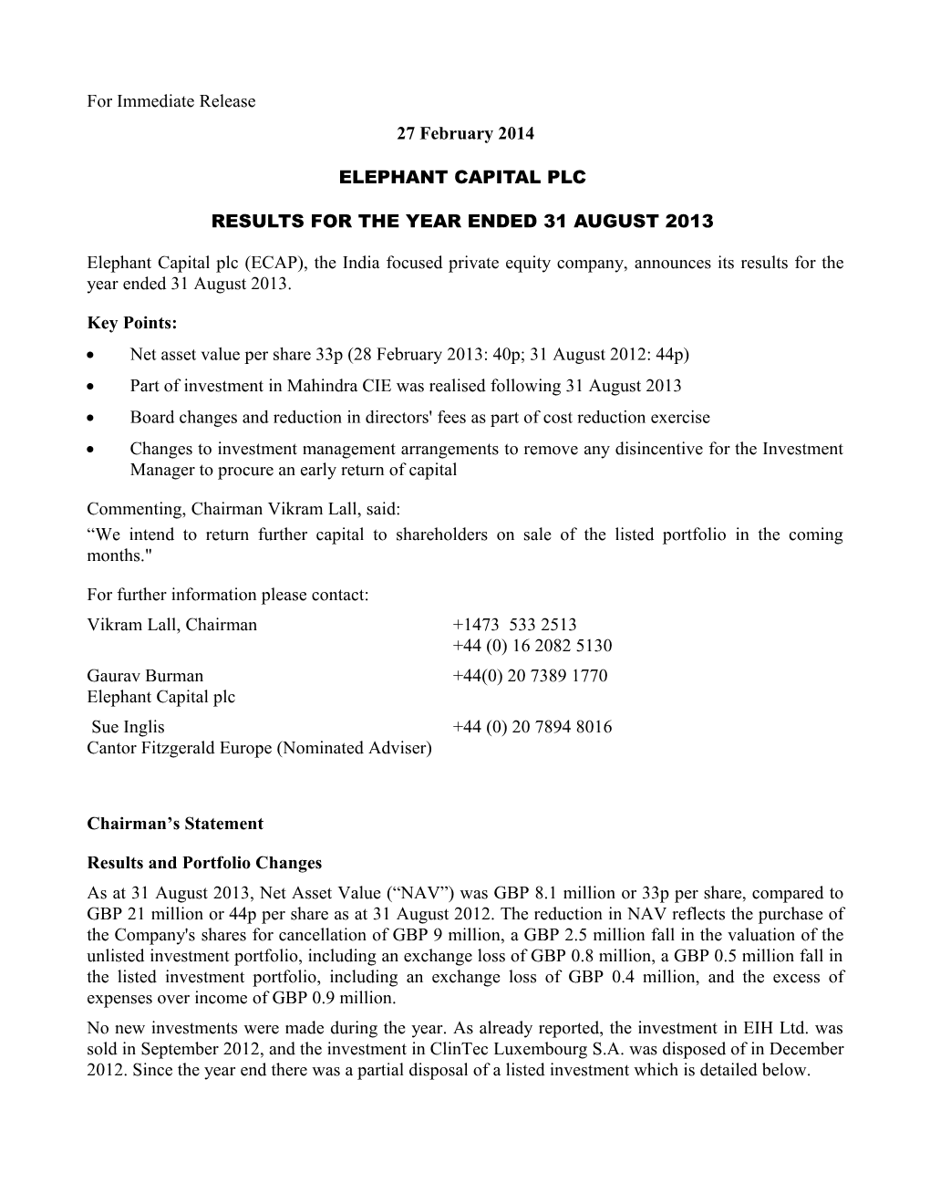 Elephant Capital Plc