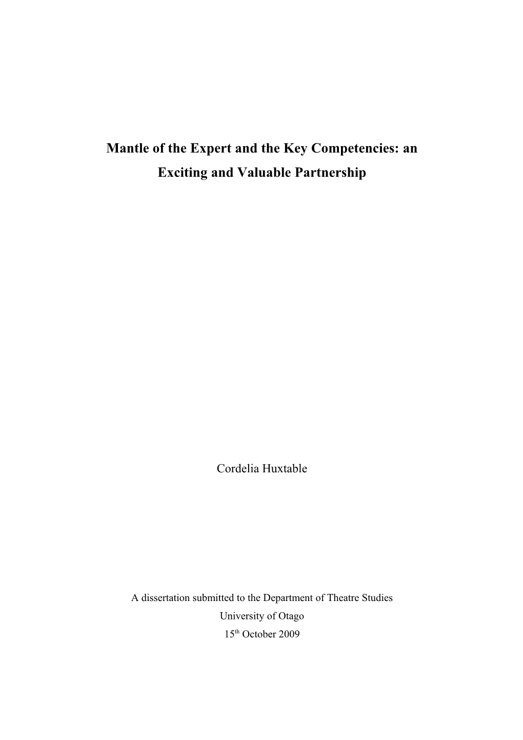 Mantle of the Expert and the Key Competencies: an Exciting and Valuable Partnership