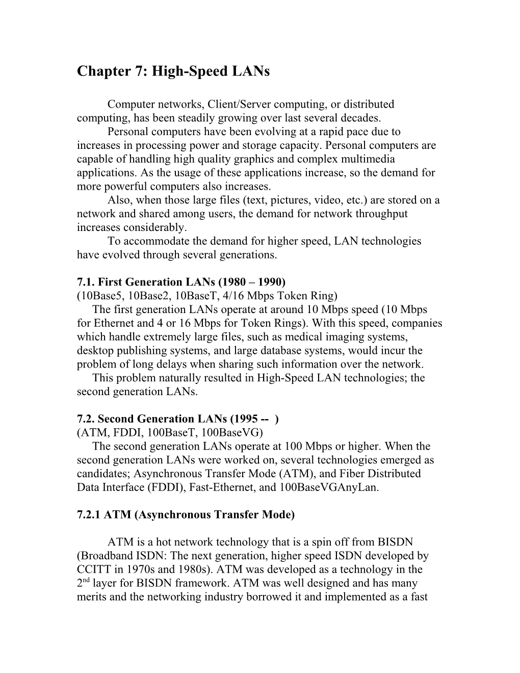 Chapter 7: High-Speed Lans