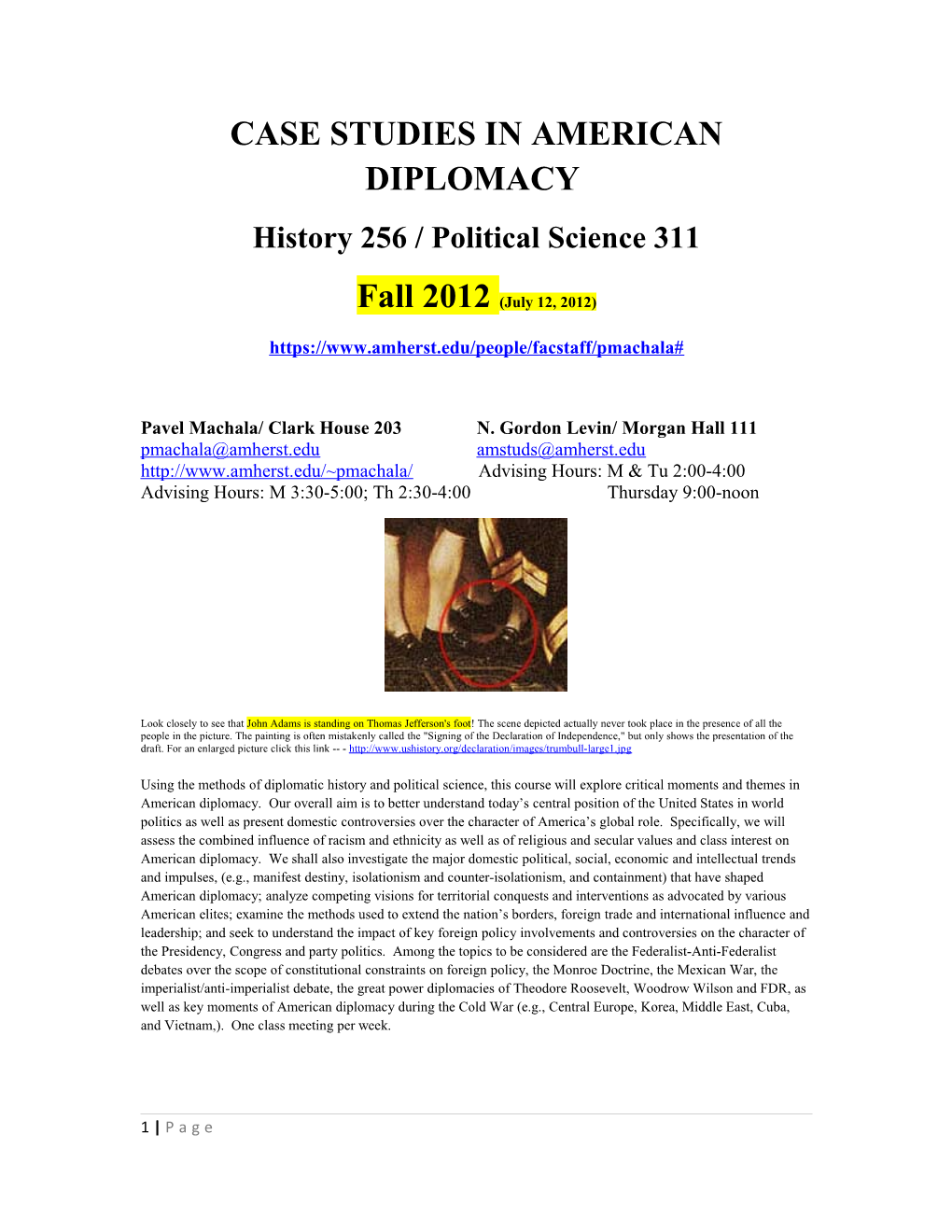 Case Studies in American Diplomacy
