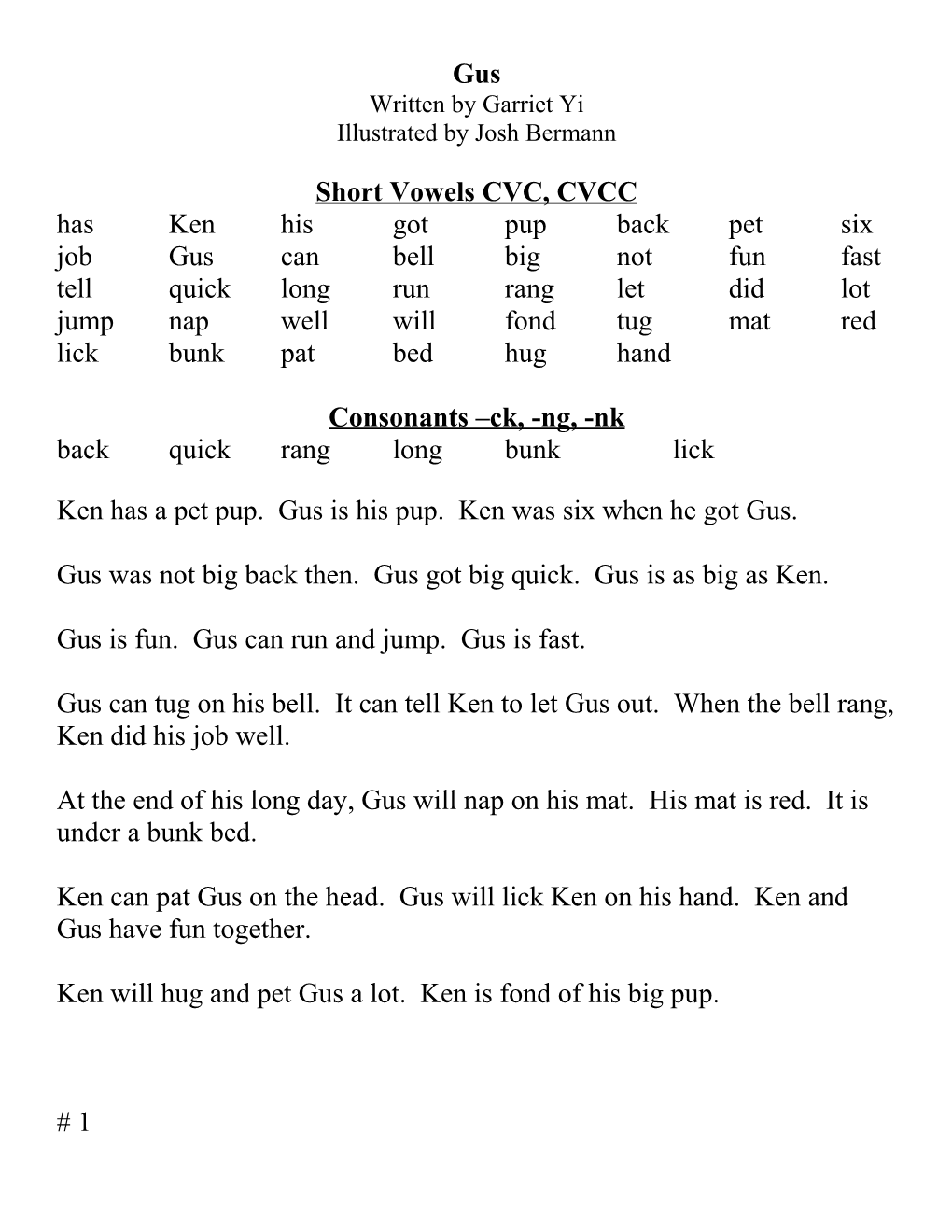 Short Vowels CVC, CVCC