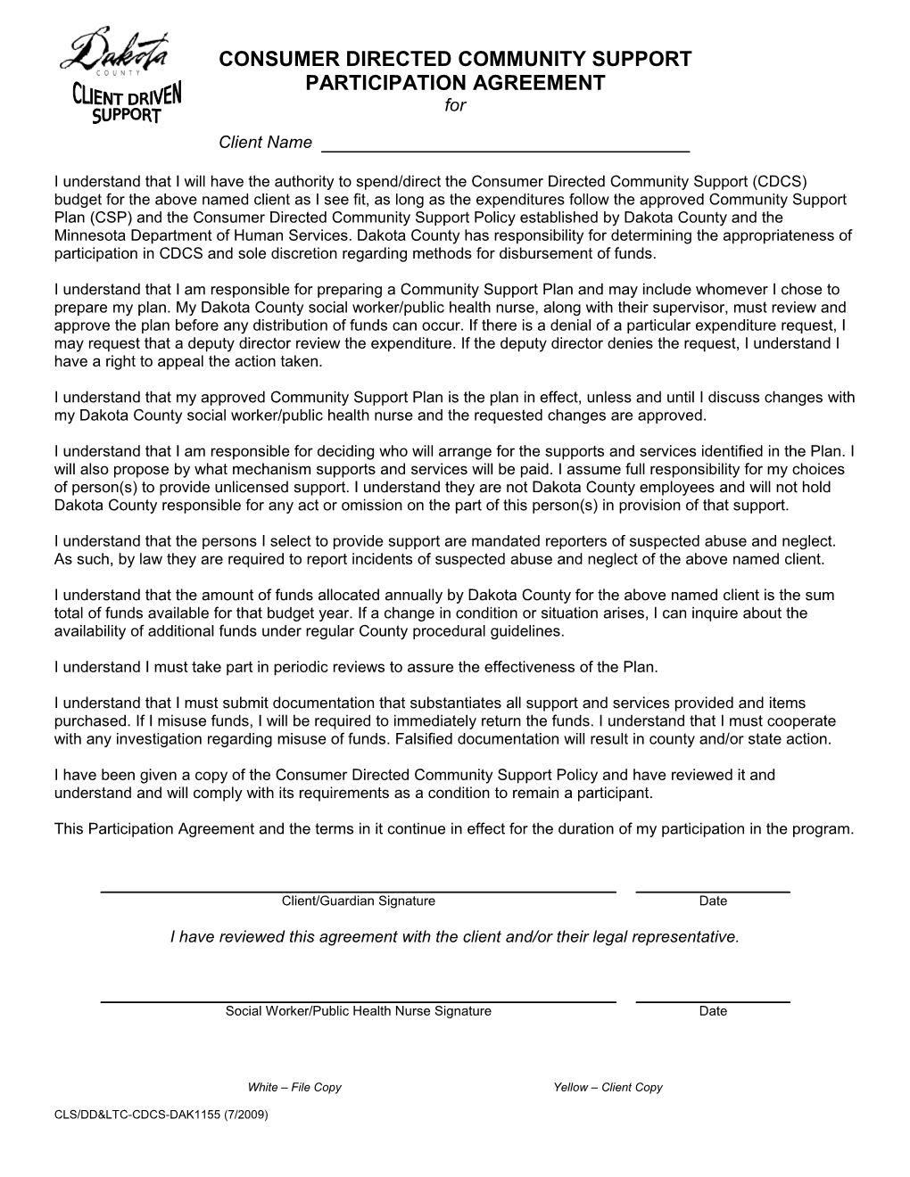 CDCS Participation Agreement