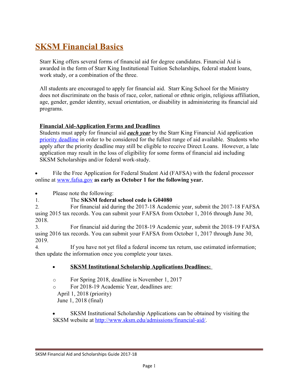 SKSM Financial Basics