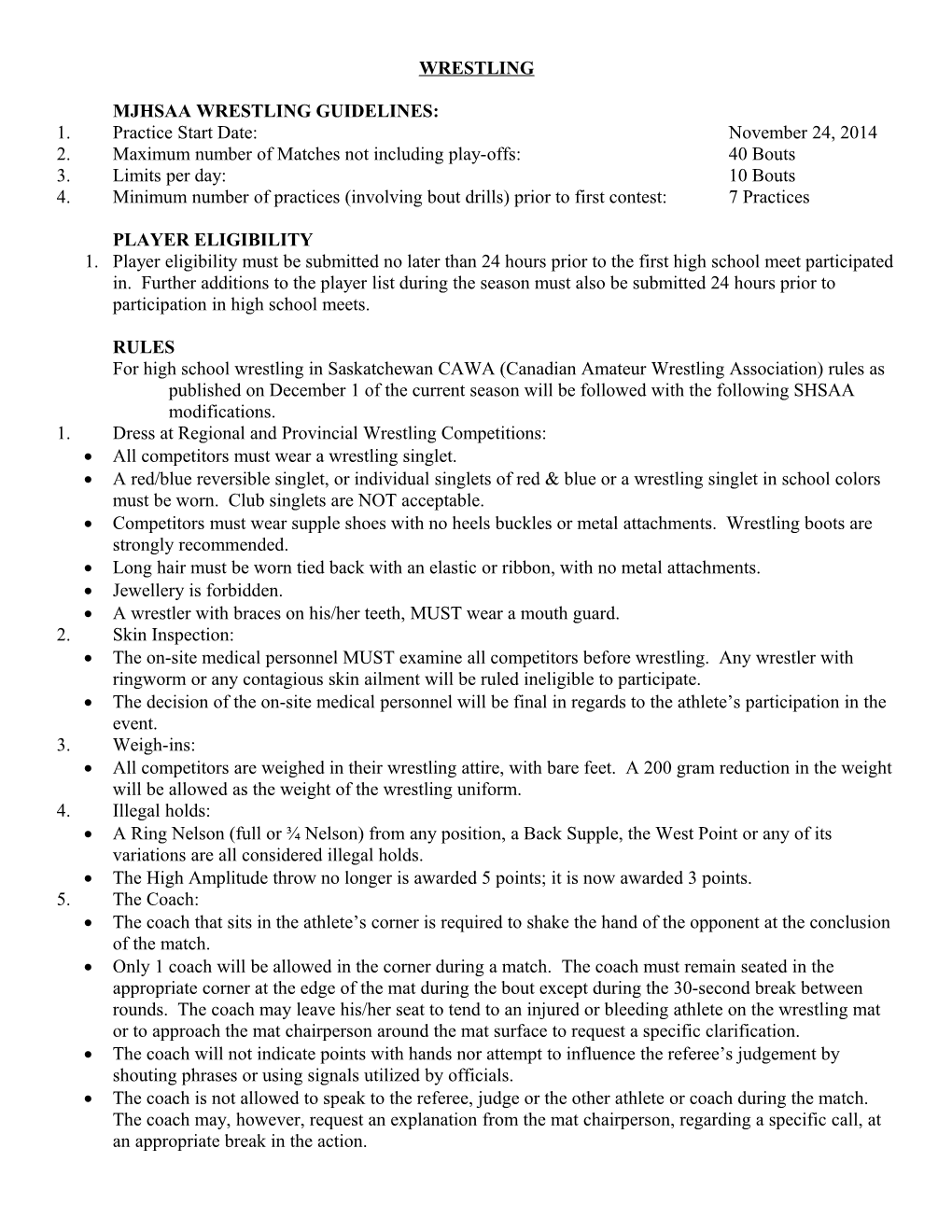 Mjhsaa Wrestling Guidelines