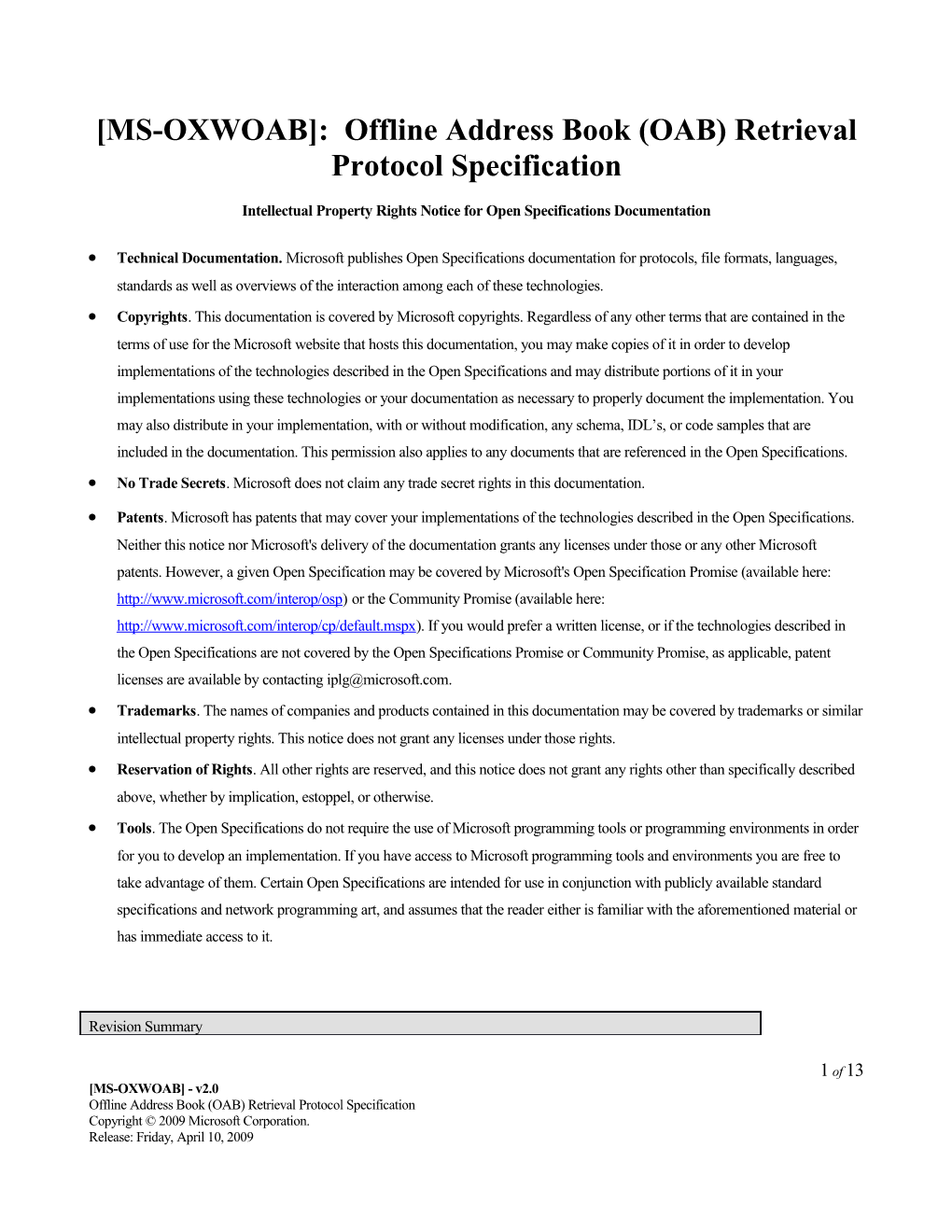 MS-OXWOAB : Offline Address Book (OAB) Retrieval Protocol Specification