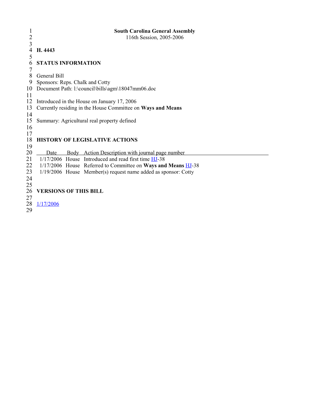 2005-2006 Bill 4443: Agricultural Real Property Defined - South Carolina Legislature Online