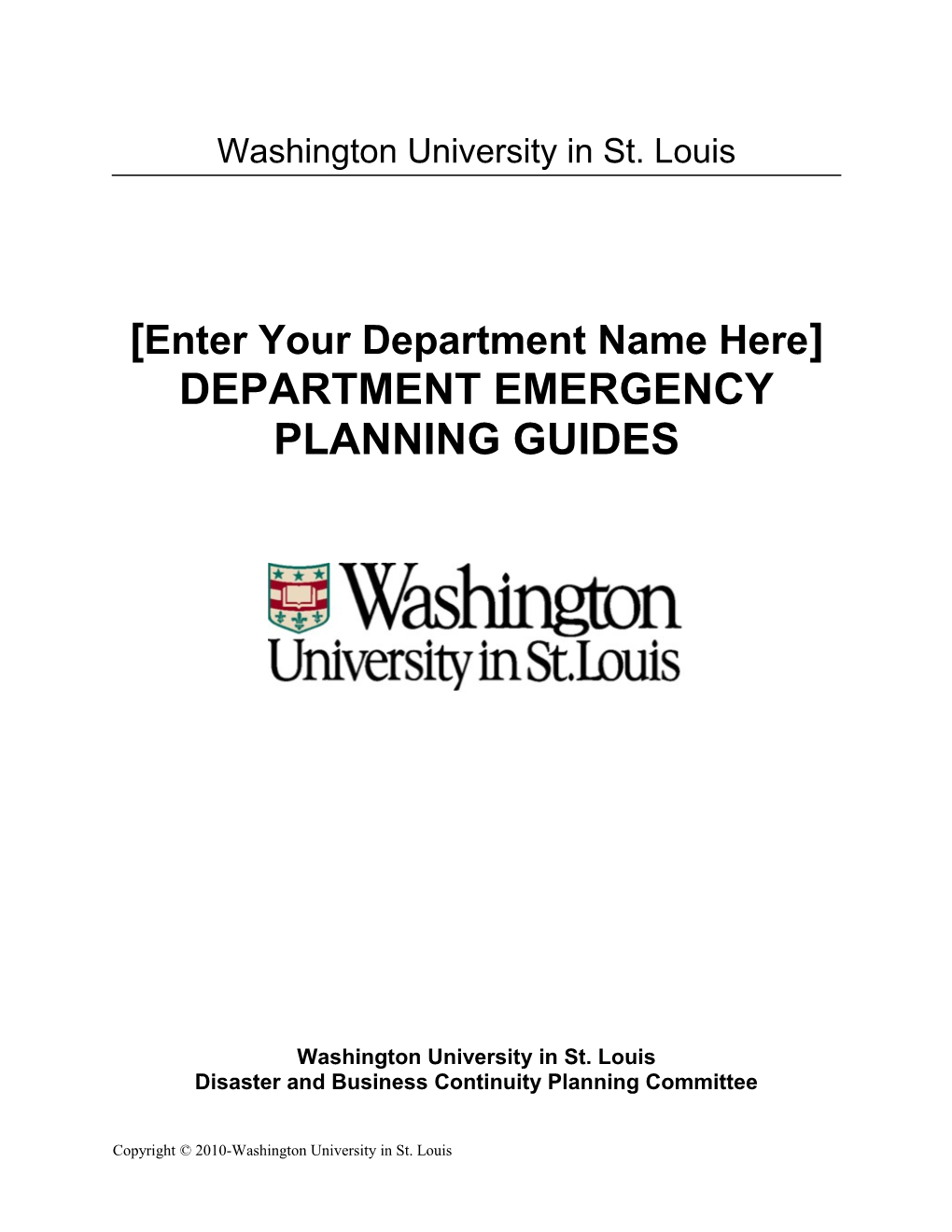 Word Document Template for Department Disaster Plan