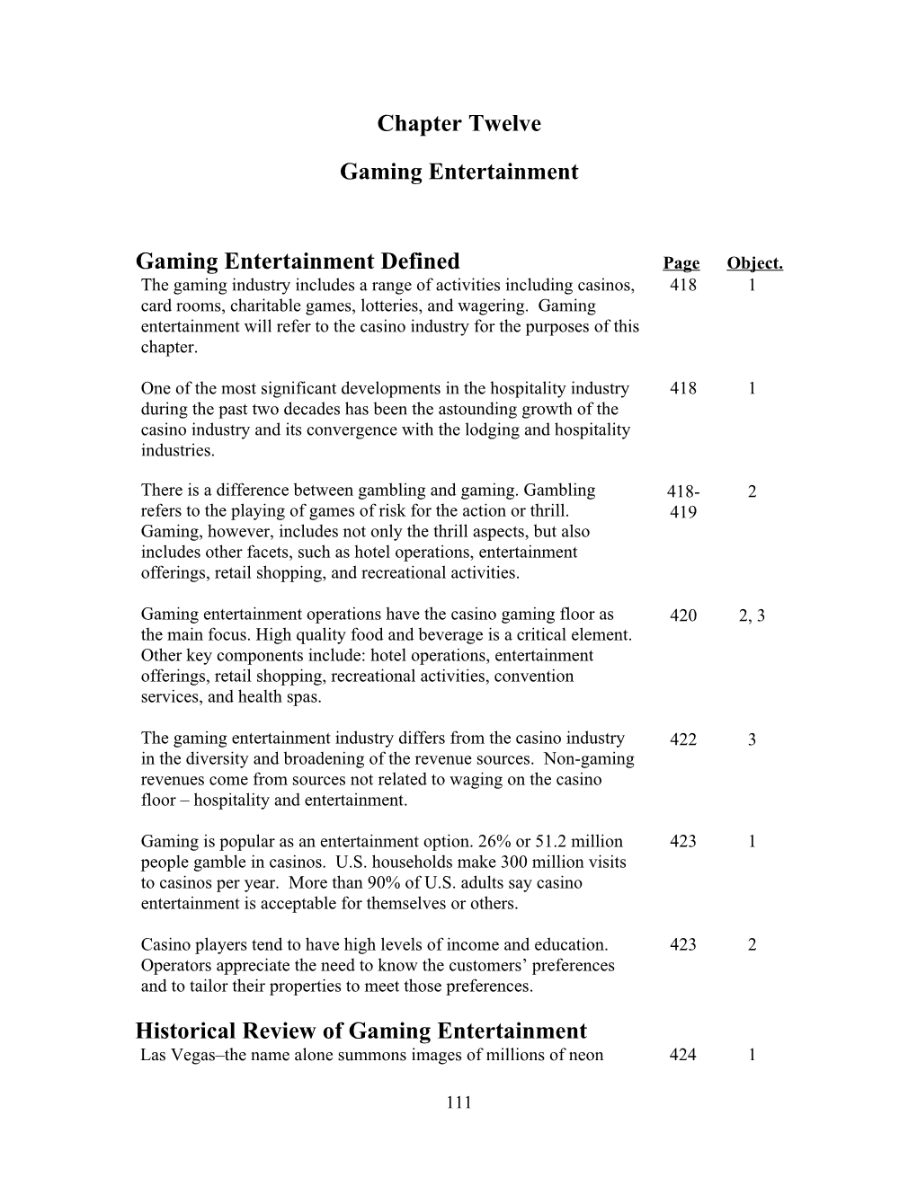 Gaming Entertainment Defined Page Object