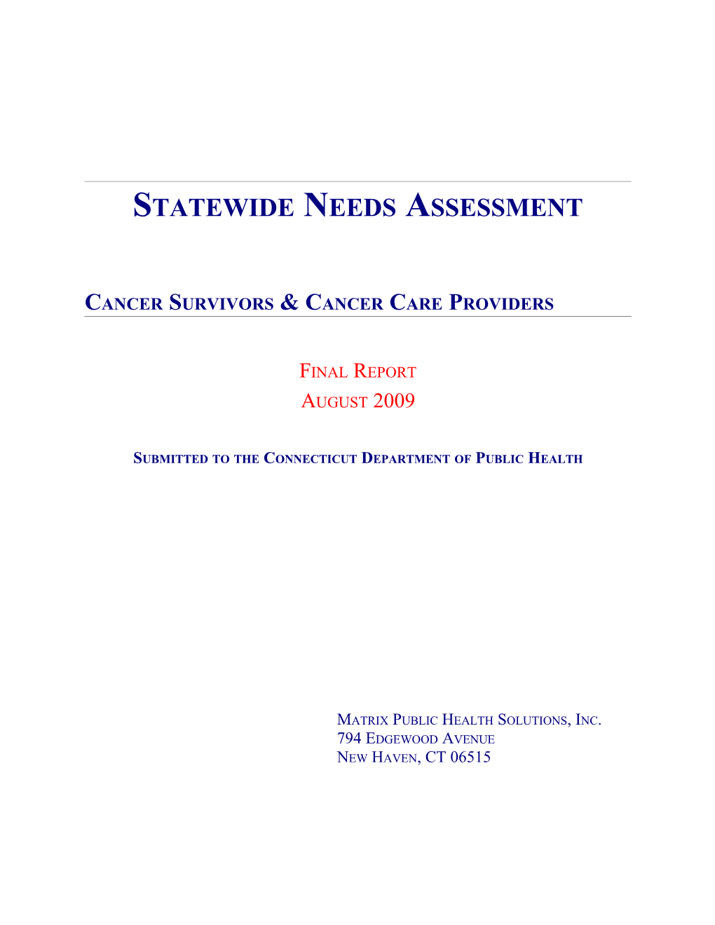 Statewide Needs Assessment