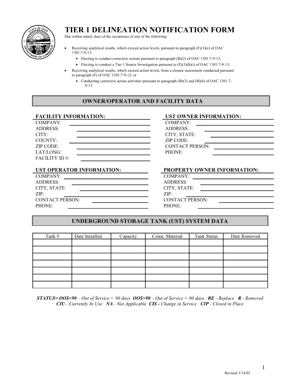 Tier 1 Delineation Notification