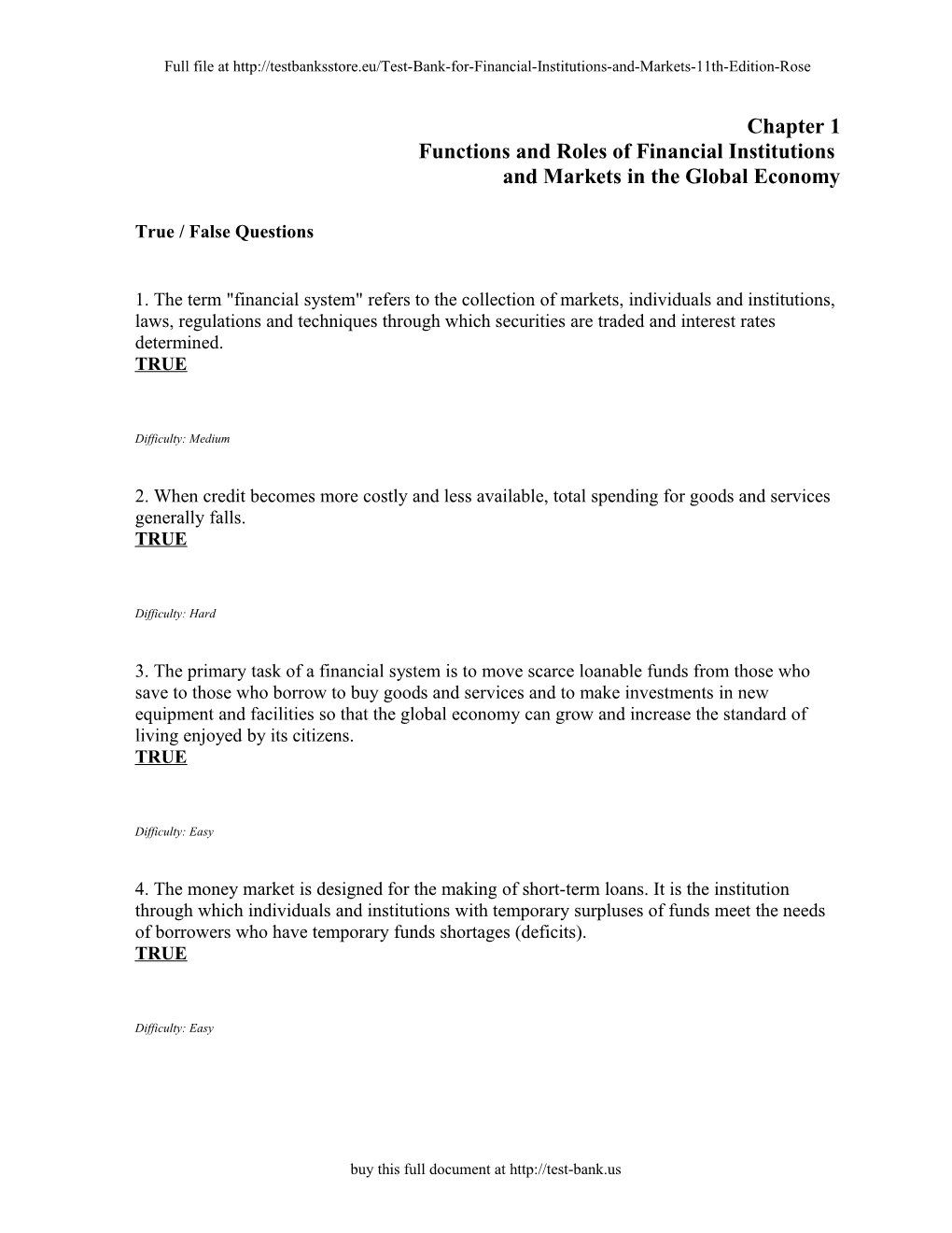 Chapter 01 Functions and Roles of the Financial System In