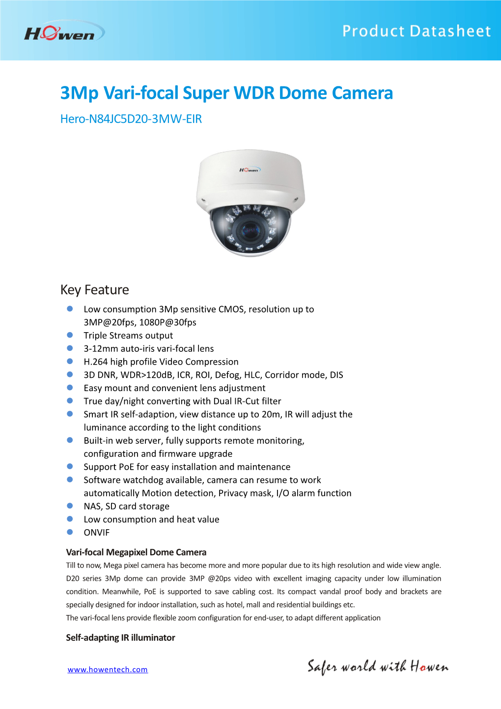 3Mp Vari-Focal Super WDR Dome Camera