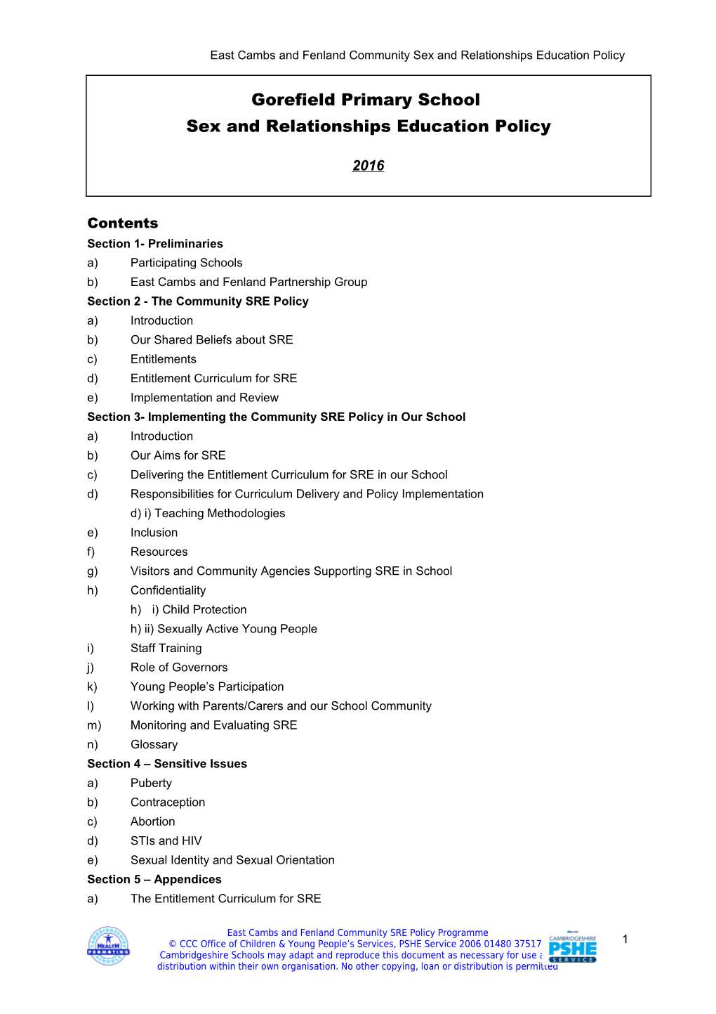 Outline Policy Content for CSREP