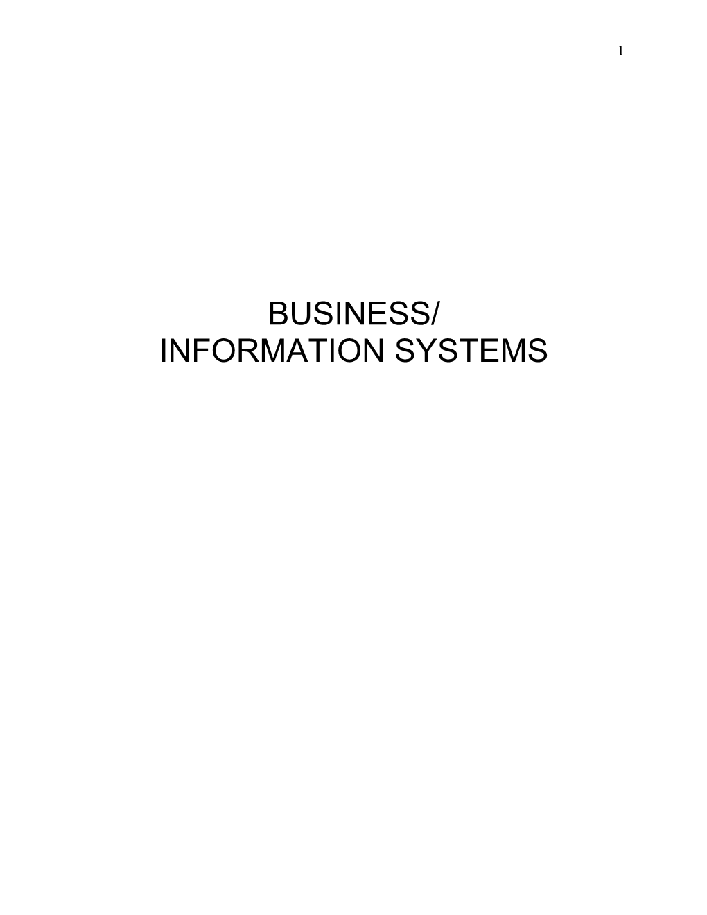 Business/Information Systems