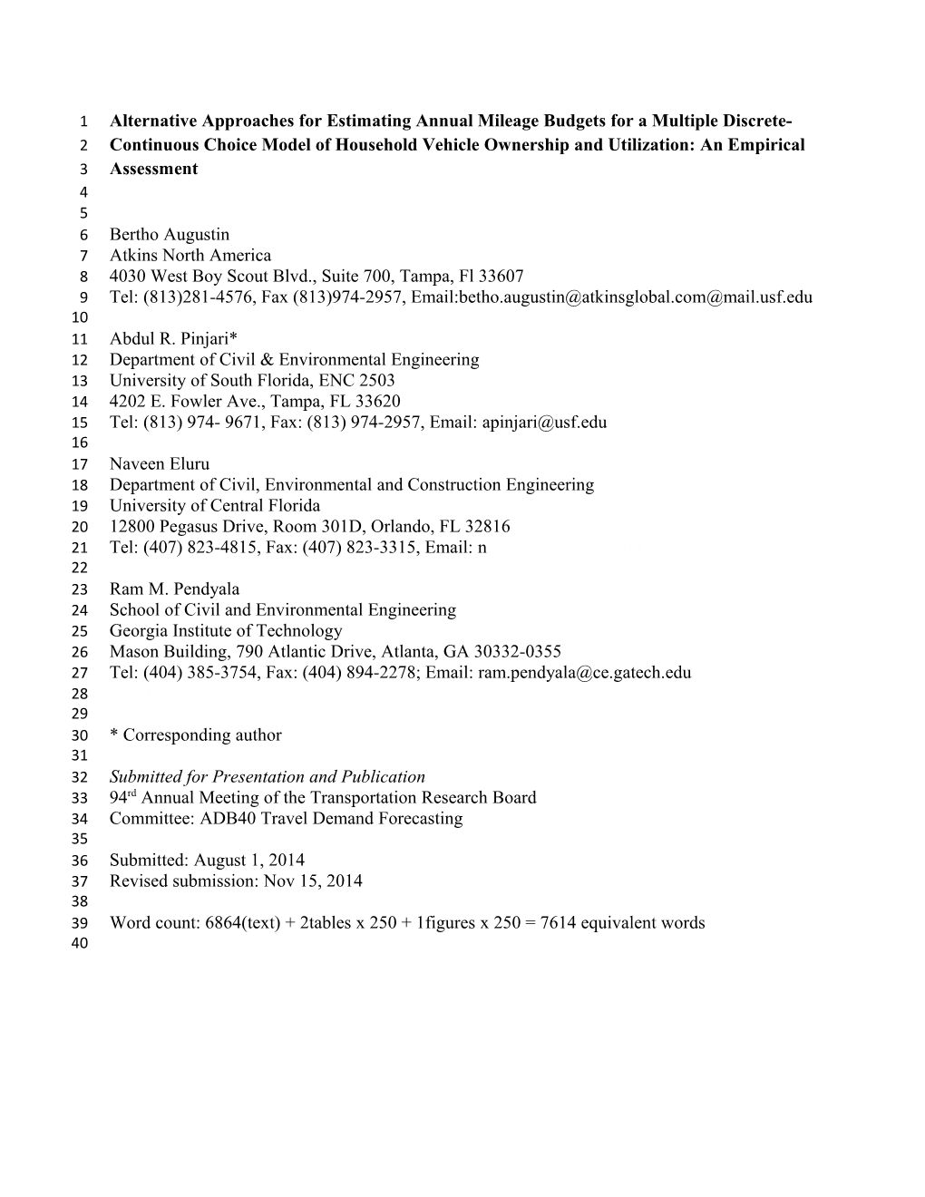 Alternative Approaches for Estimating Annual Mileage Budgets for a Multiple Discrete-Continuous