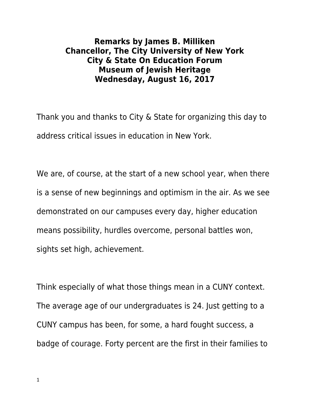 Chancellor, the City University of New York
