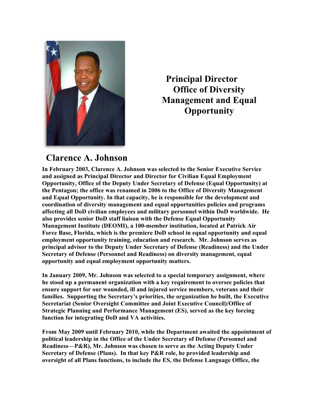 Principal Director Office of Diversity Management and Equal Opportunity