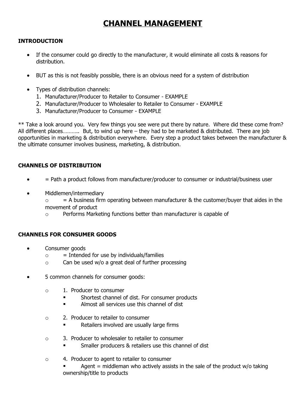 Channels of Distribution