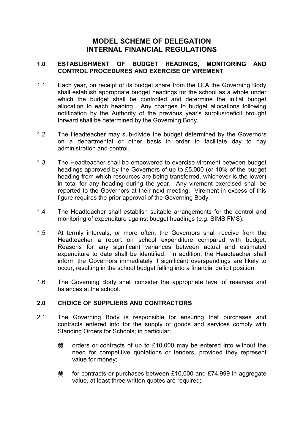 Model Scheme of Delegation