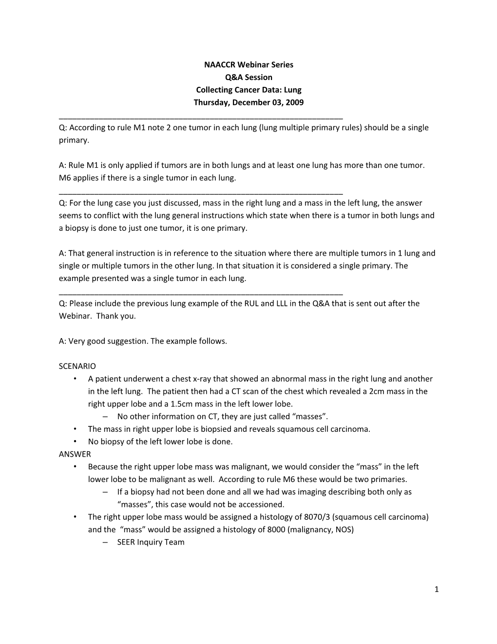 Collecting Cancer Data: Lung