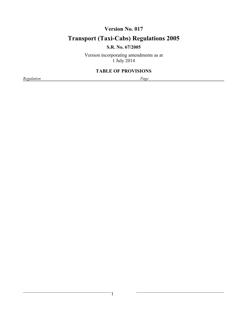 Transport (Taxi-Cabs) Regulations 2005