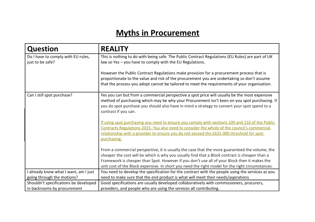 Myths in Procurement