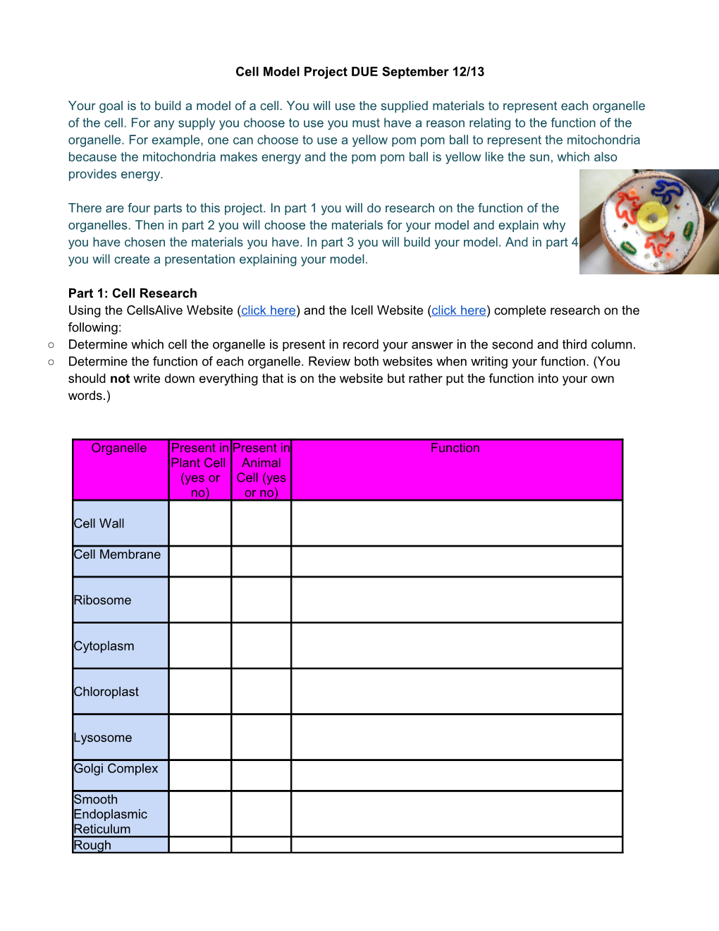 Cell Model Project Template