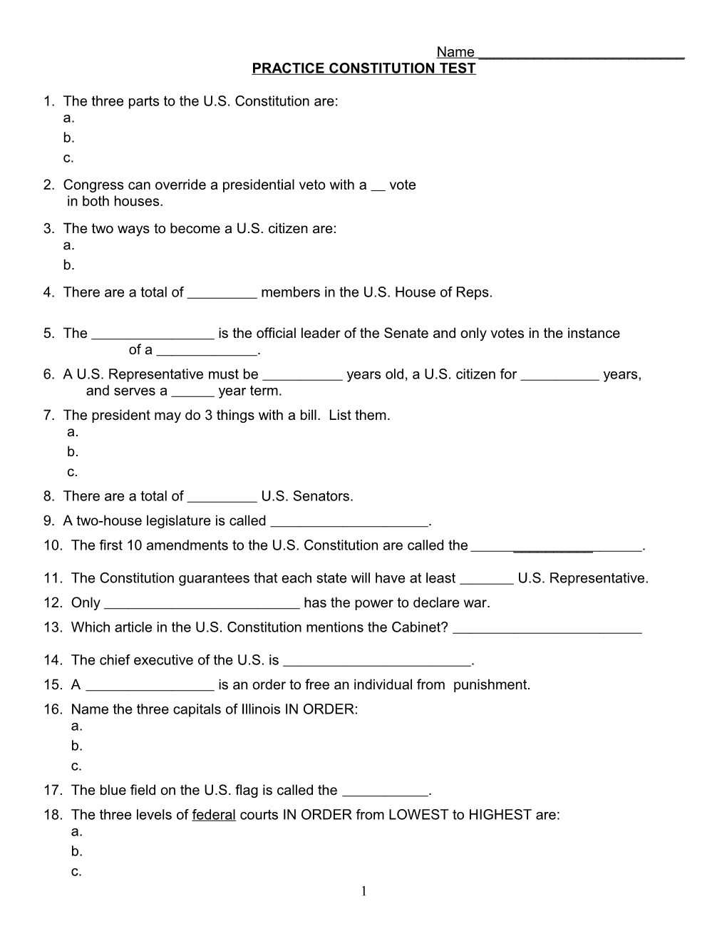 Practice Constitution Test