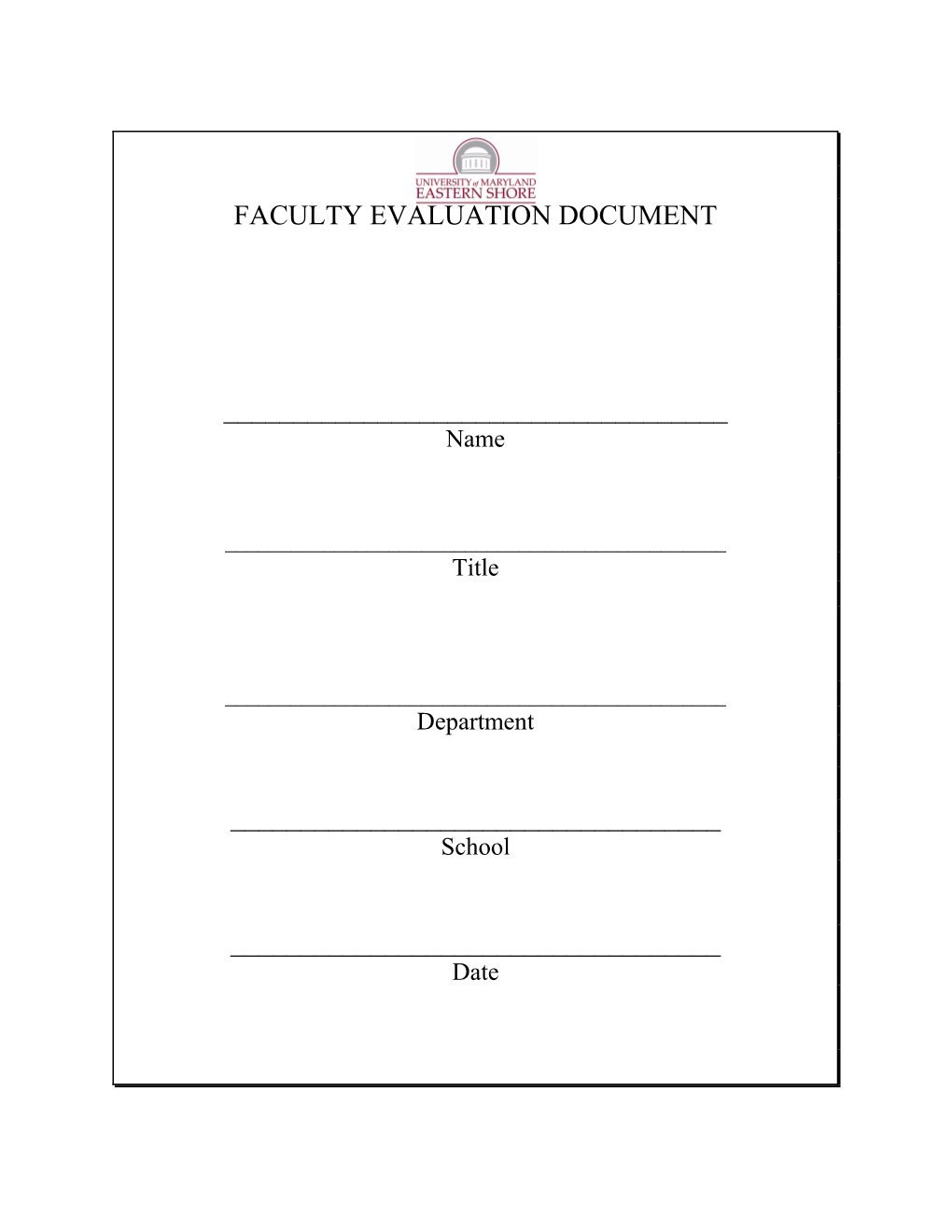 Faculty Evaluation Document