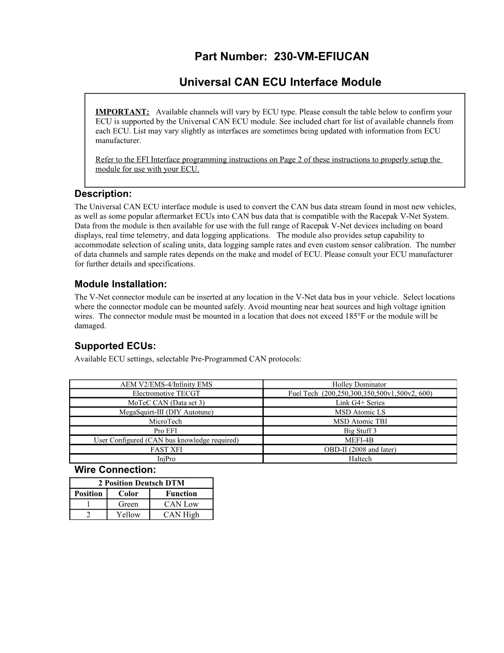 Universal CAN ECU Interface Module