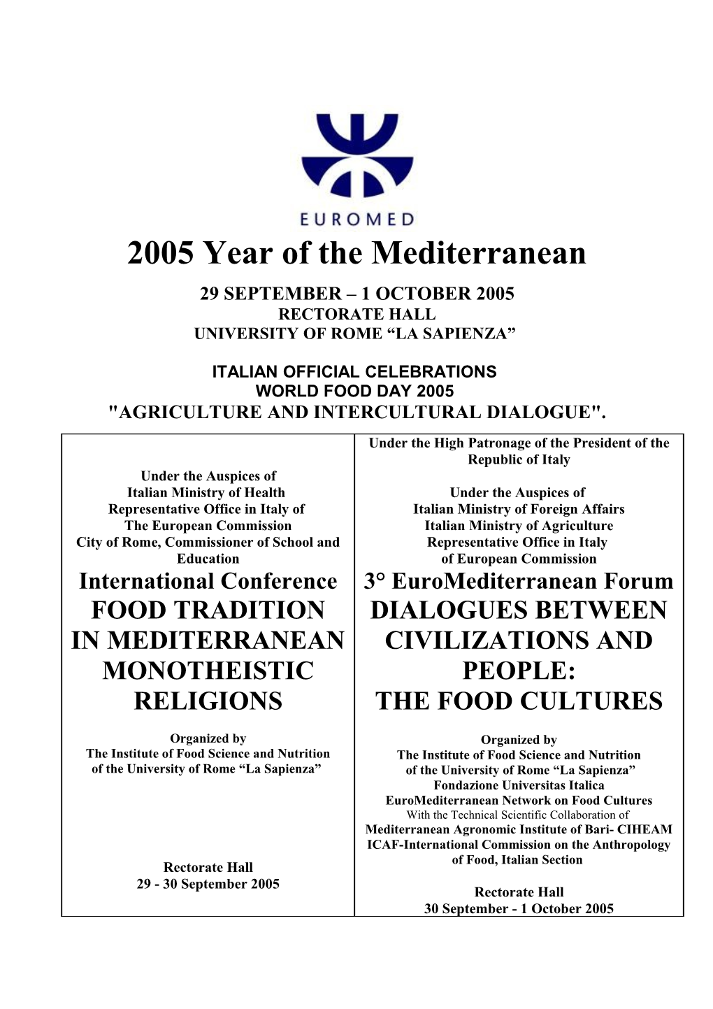 2005 Year of the Mediterranean
