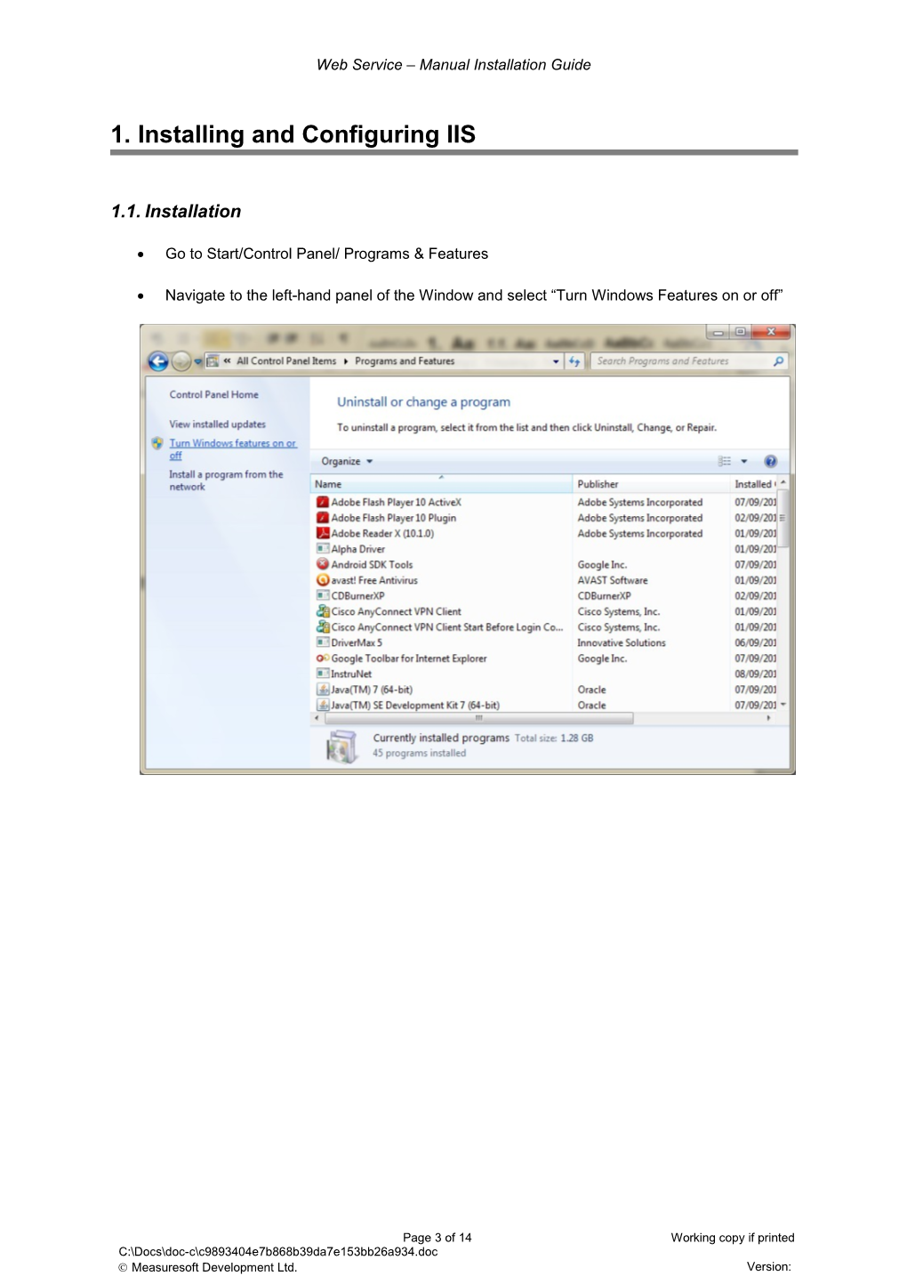 1.Installing and Configuring IIS